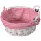 Wickerwise White Round Willow Gift Basket with Pink and White Gingham Liner and Sturdy Foldable Handles, Small QI004620.PK.S - alternate 3